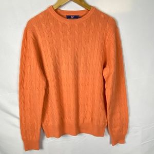 Vineyard Vines womens cable knit crew neck cashmere sweater sz M orange …
